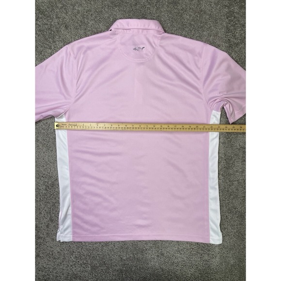 Greg Norman Men's Play Dry Performance Golf Polo Shirt Pink with White Large - Picture 7 of 10